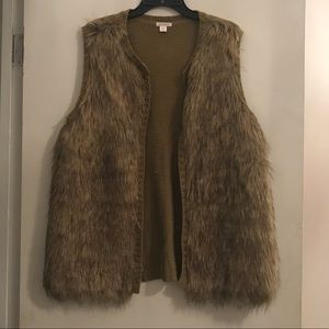 Faux fur vest...only worn once!!